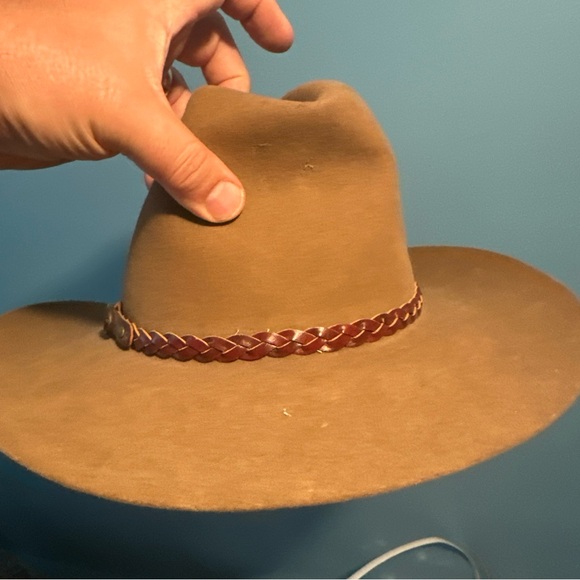 RESISTOL self conforming Classic Western Cowboy Hat with Braided Band - Tan - Picture 8 of 11